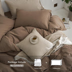 MooMee Upgraded Softer Duvet Cover Set 100% Washed Cotton Twill King