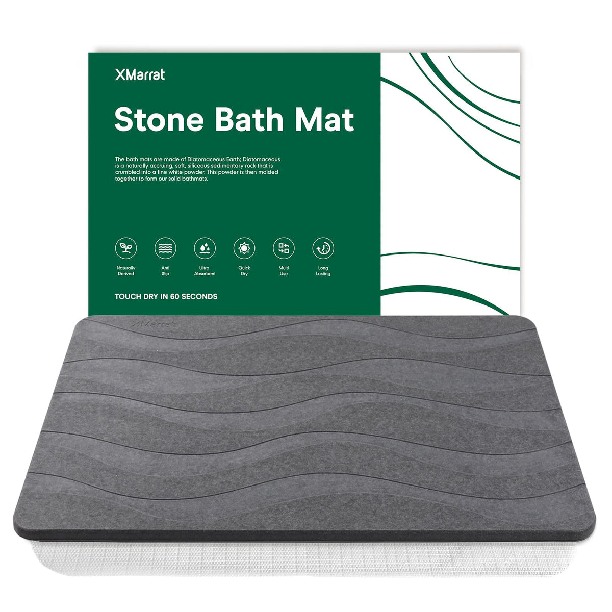 XMarrat Extra Large Stone Bath Mat for Bathroom, 2 Pack, 31.5"x19.7"