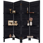 TEAKMAMA Room Divider, Room Divider with Shelves, 4 Panel,Distressed White