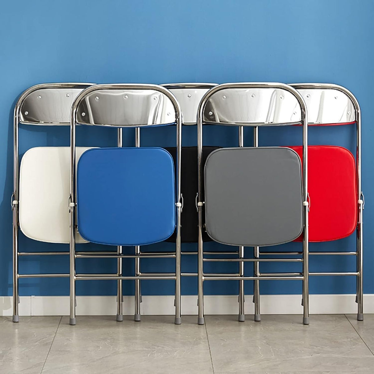 Folding Metal Frame Chairs for Indoor/Outdoor Use Portable Stackable and Durable Gray Color Ideal for Home(Grey)