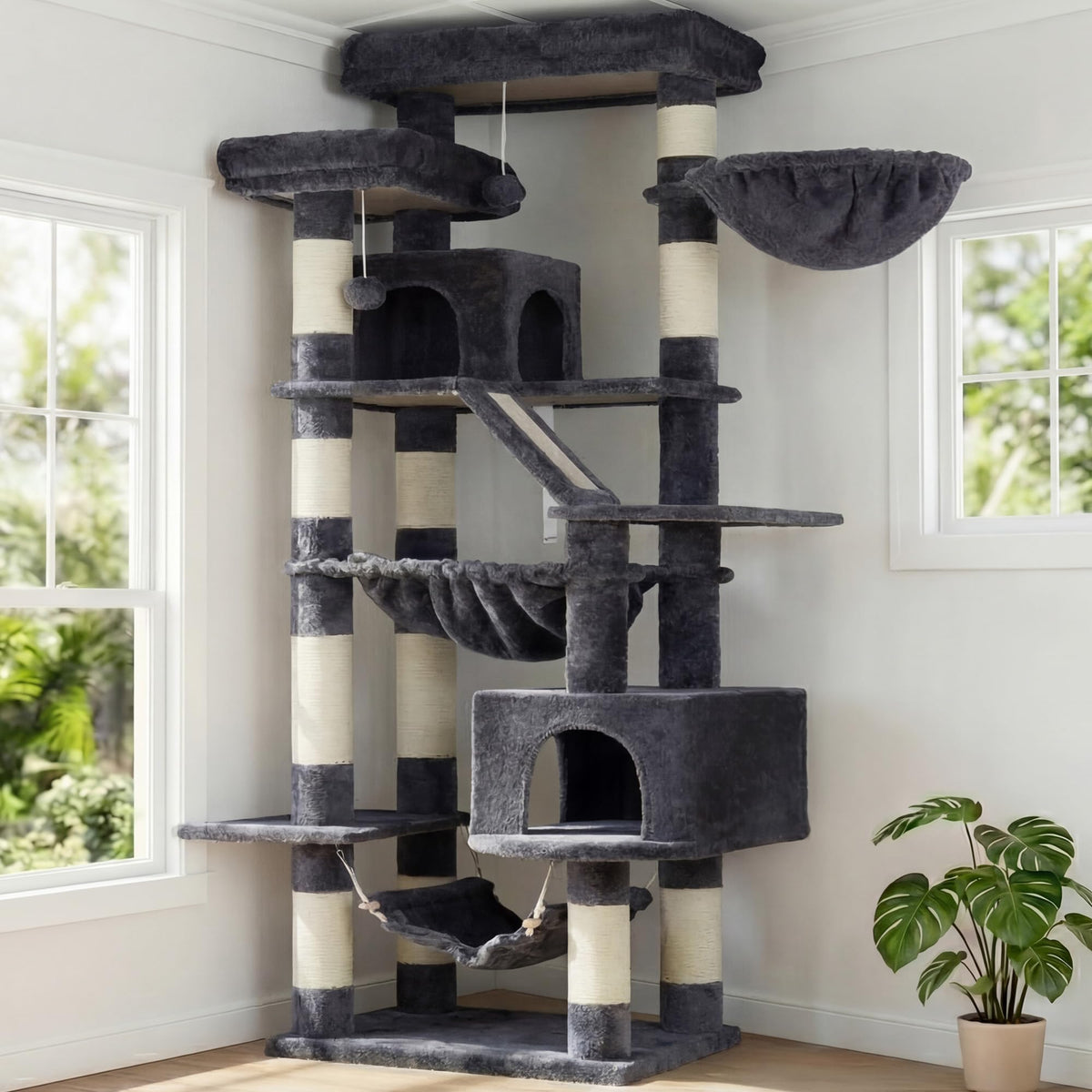 Heybly Cat Tree, 68 inch Multi-Level Cat Tower for Indoor Cats HCT025G