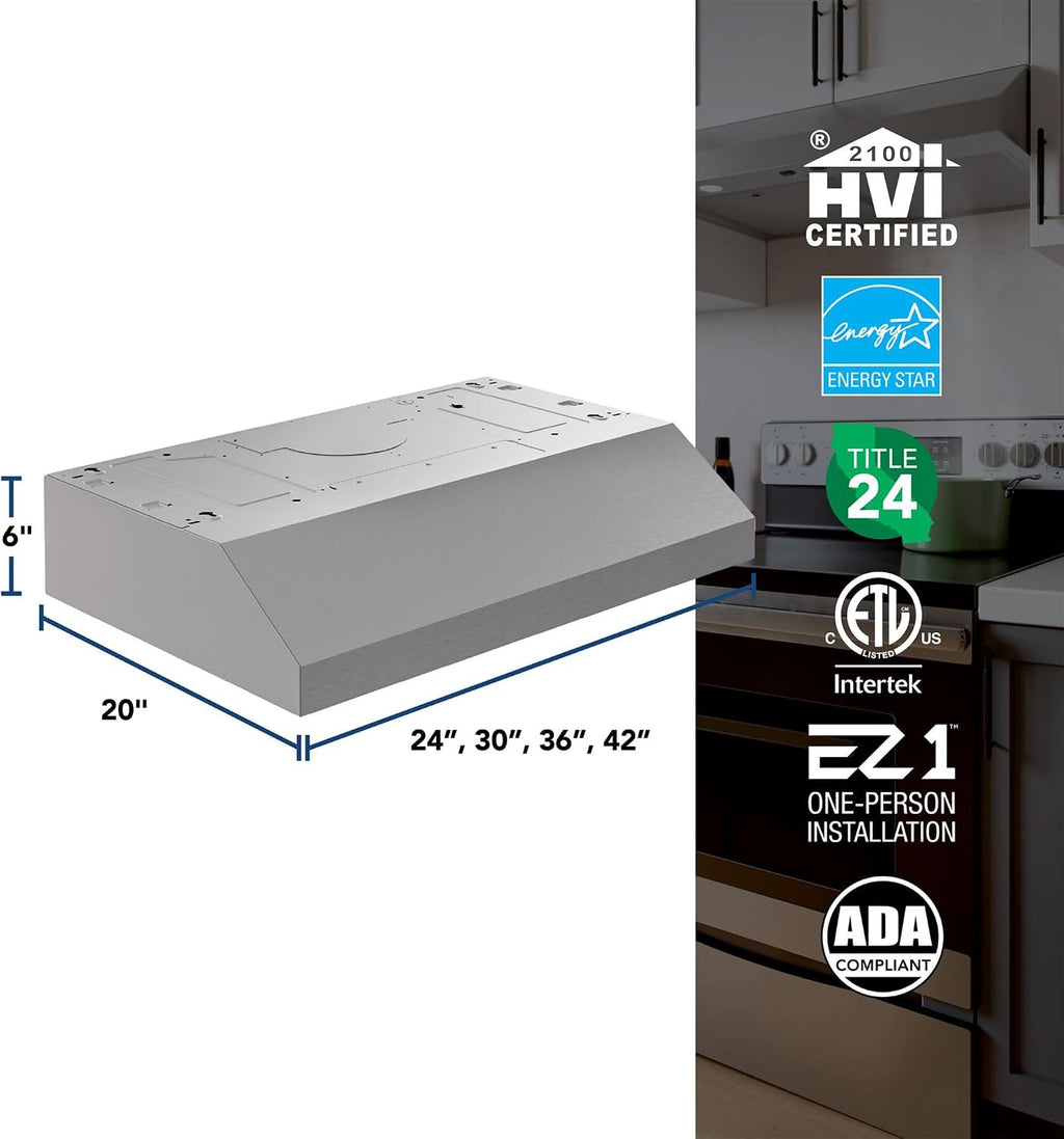 Broan-NuTone GLA1303SS 30-Inch Under Cabinet Range Hood, 350 CFM, Stainless