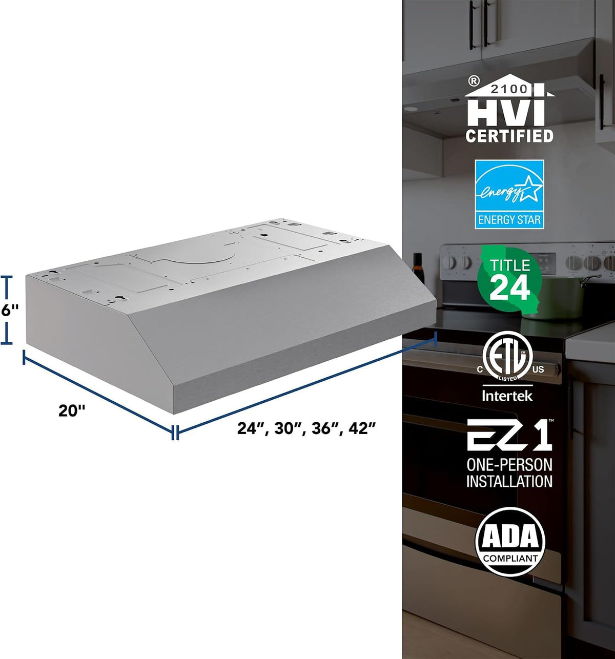 Broan-NuTone GLA1303SS 30-Inch Under Cabinet Range Hood, 350 CFM, Stainless
