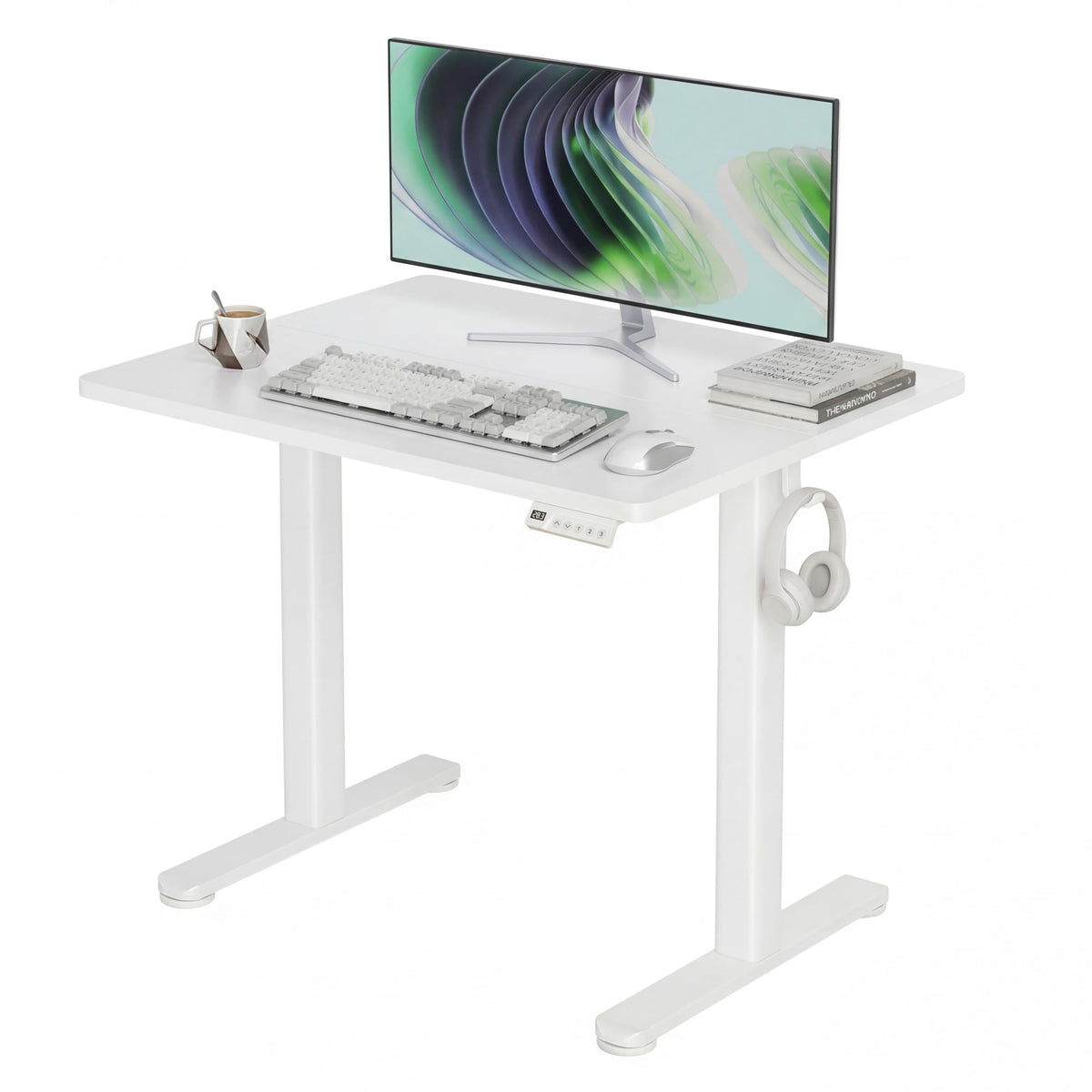 Claiks Electric Height Adjustable Standing Desk, 48x24 Inch, Deep Black