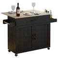 IRONCK Kitchen Island Table on Wheels with Drop Leaf, 47.25" Wide Black
