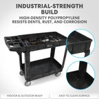 Simpli-Magic Rolling Utility Cart on Wheels, Heavy Duty with Ergonomic Handle, Deep Shelves for Garage, Warehouse, Workshop, 600-Pound Capacity, 40x33x17-Inch, Steel, Black