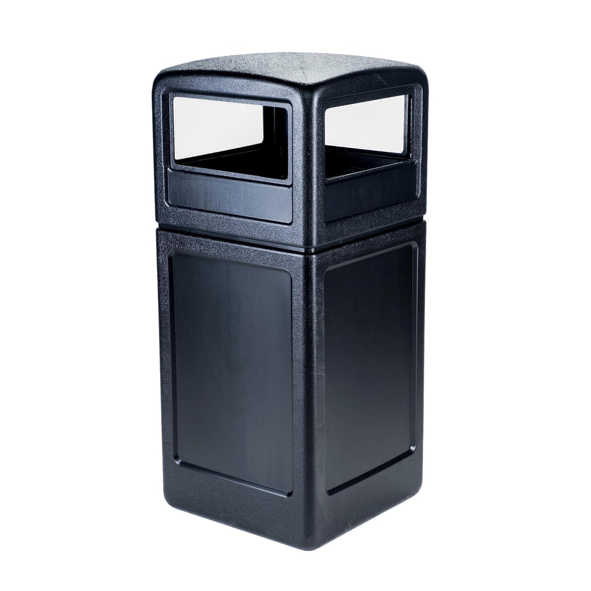 Commercial Zone-73290199 PolyTec 42 Gallon Square Waste Container with Dome Lid Color: Black