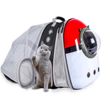 Expandable Cat Carrier Backpack with Catnip Toys, Backpack for Cats Kitten Small Puppy, Airline Approved Cat Bubble Backpack, Space Capsule Astronaut Carrier… (RED BP&Toy, Back Extension)