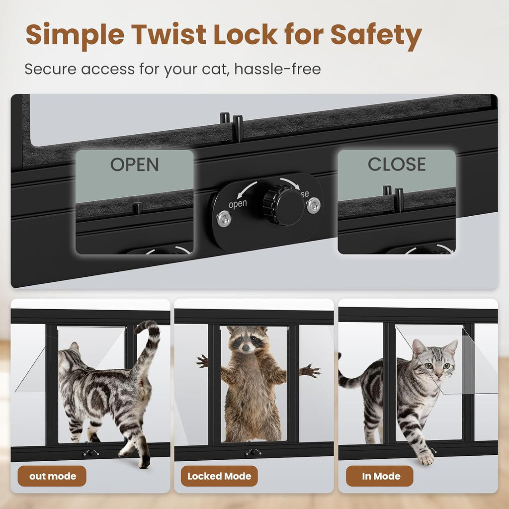 MOPHOTO Cat Door for Window, 34.65"-46.46" Width, 12.2" Height