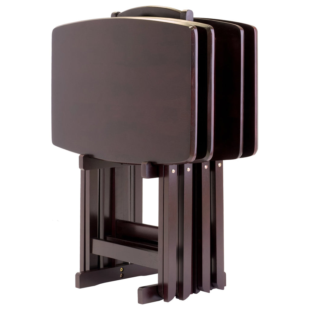 Winsome Dylan Set of 4 Oversized Foldable Snack Tables with Storage Rack