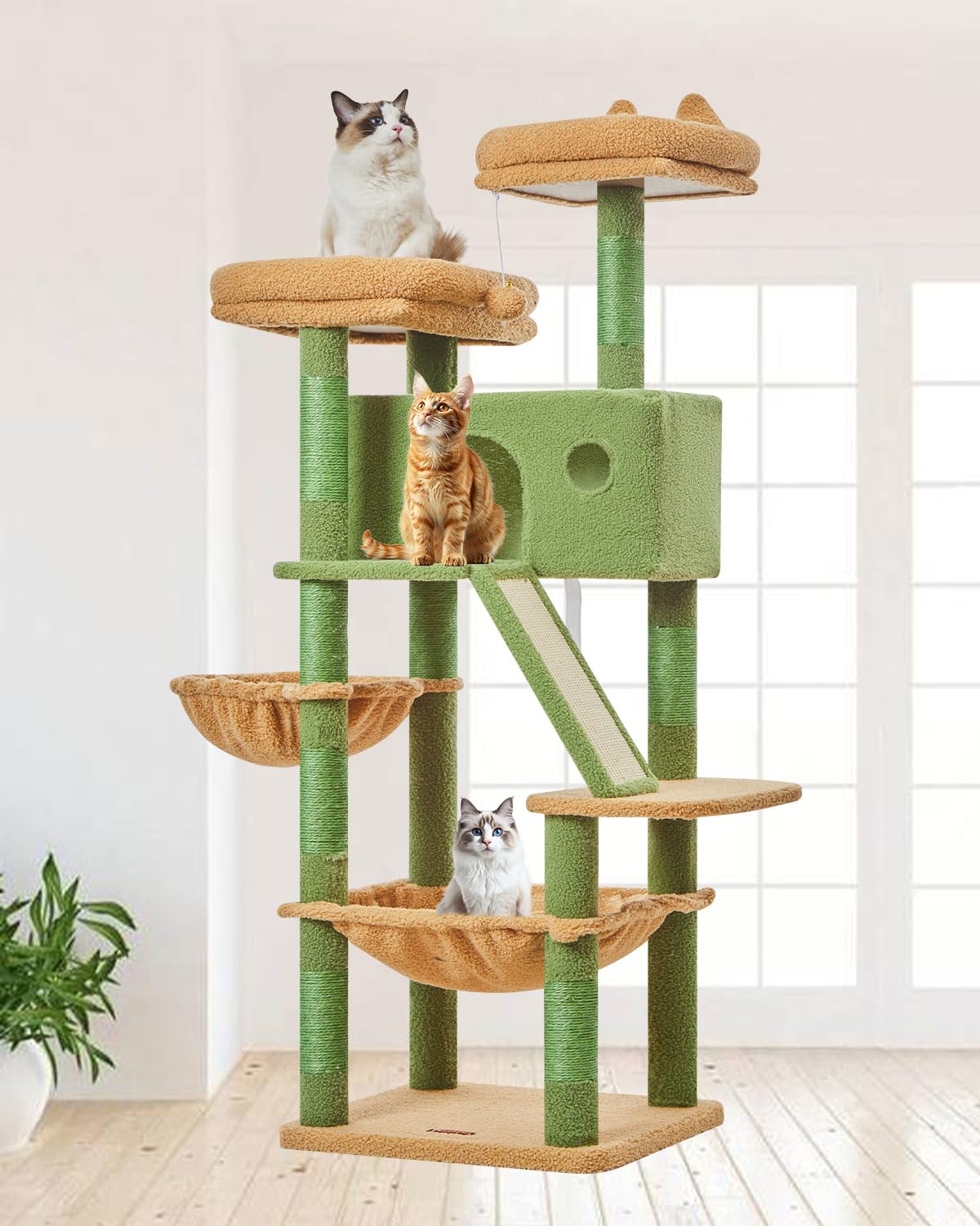 Taoqimiao Cactus Cat Tree, 71 in Extra Large Cat Tower for Indoor Cats