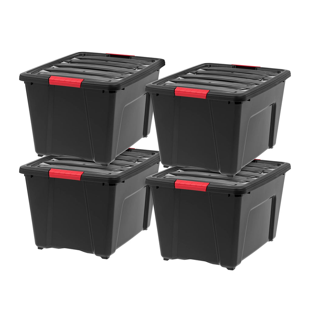 IRIS USA 6-Pack 54 Quart Storage Bins with Lids, Black