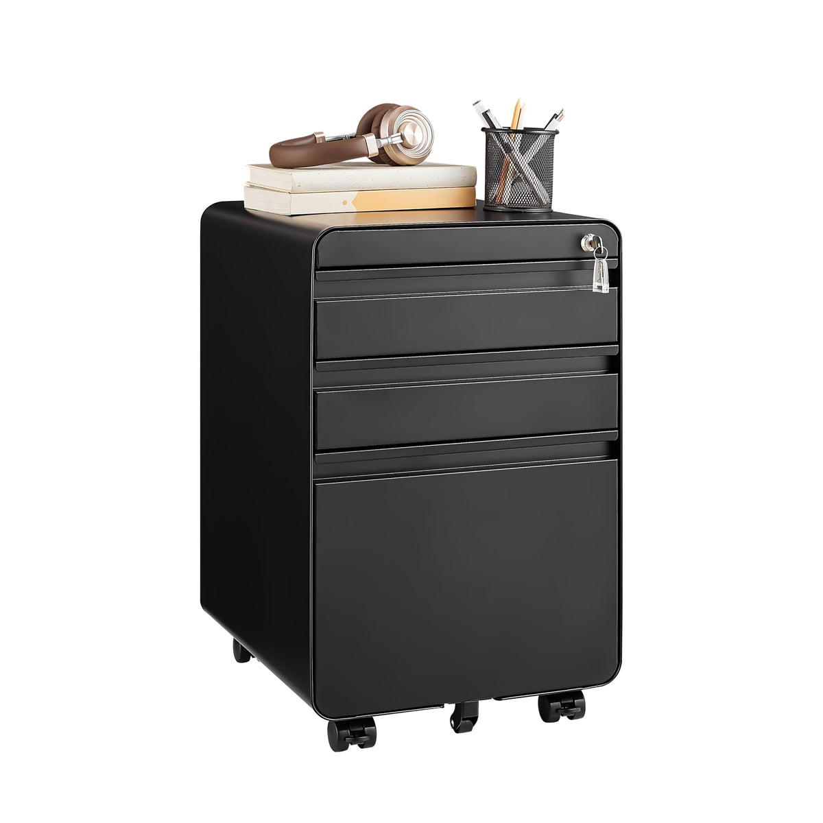 Guizeeopo Metal Storage Cabinet with Adjustable Shelves, Garage Storage Cabinets with Doors and Shelves, File Cabinets for Home Office, Kitchen Pantry Cabinet, 71'H, Black