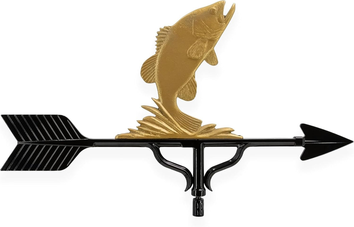 Montague Metal Products Aluminum Bass Weathervane - Deluxe, Gold