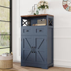 Farmhouse Storage Cabinet with Drawers, Small Kitchen Pantry Cabinet, White