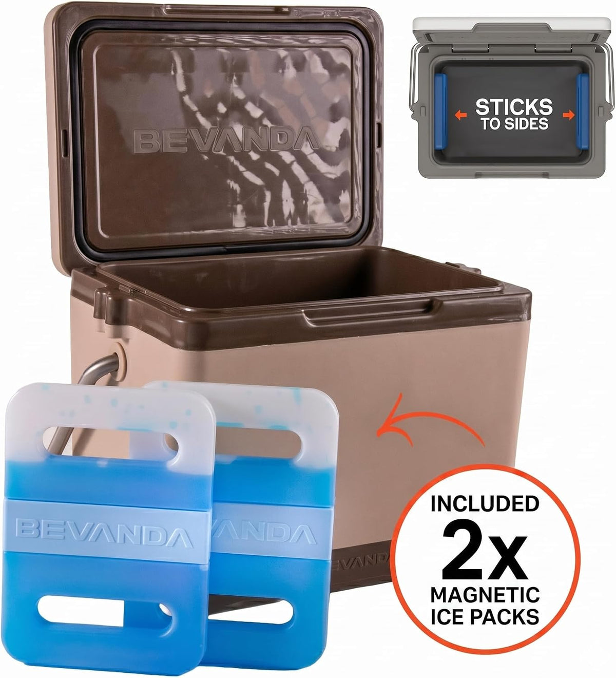 Bevanda - 10qt Verge Insulated Lunch Box - Durable Cooler with Magnetic Ice Packs - Hard Shell Cooler for Jobsite & All Day Temperature Control