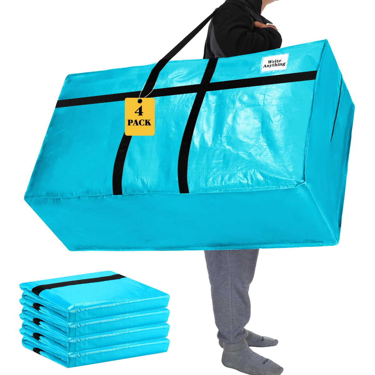 Windyun 4 Pcs 195 Gallon Extra Large Moving Bags XXL Heavy Duty Storage Bag