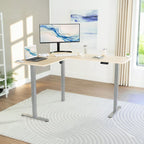 VIVO Light Wood 63 x 55 in Corner Standing Desk, DESK-E3CTGC