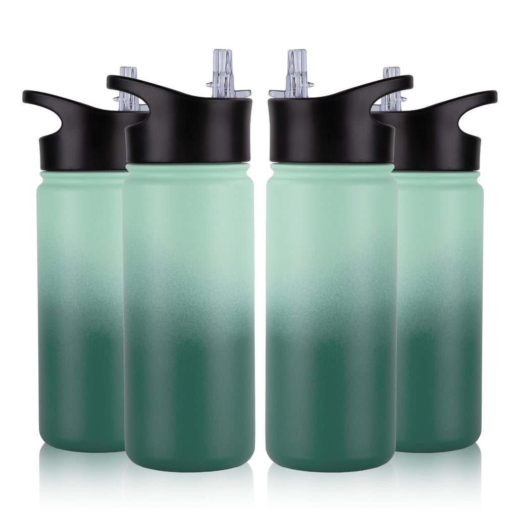32 oz Insulated Water Bottle Bulk 8 Pack, Stainless Steel Sports Water Bottles with Straw Lid & Wide Mouth Lids, Double Walled Vacuum, Leak Proof, White