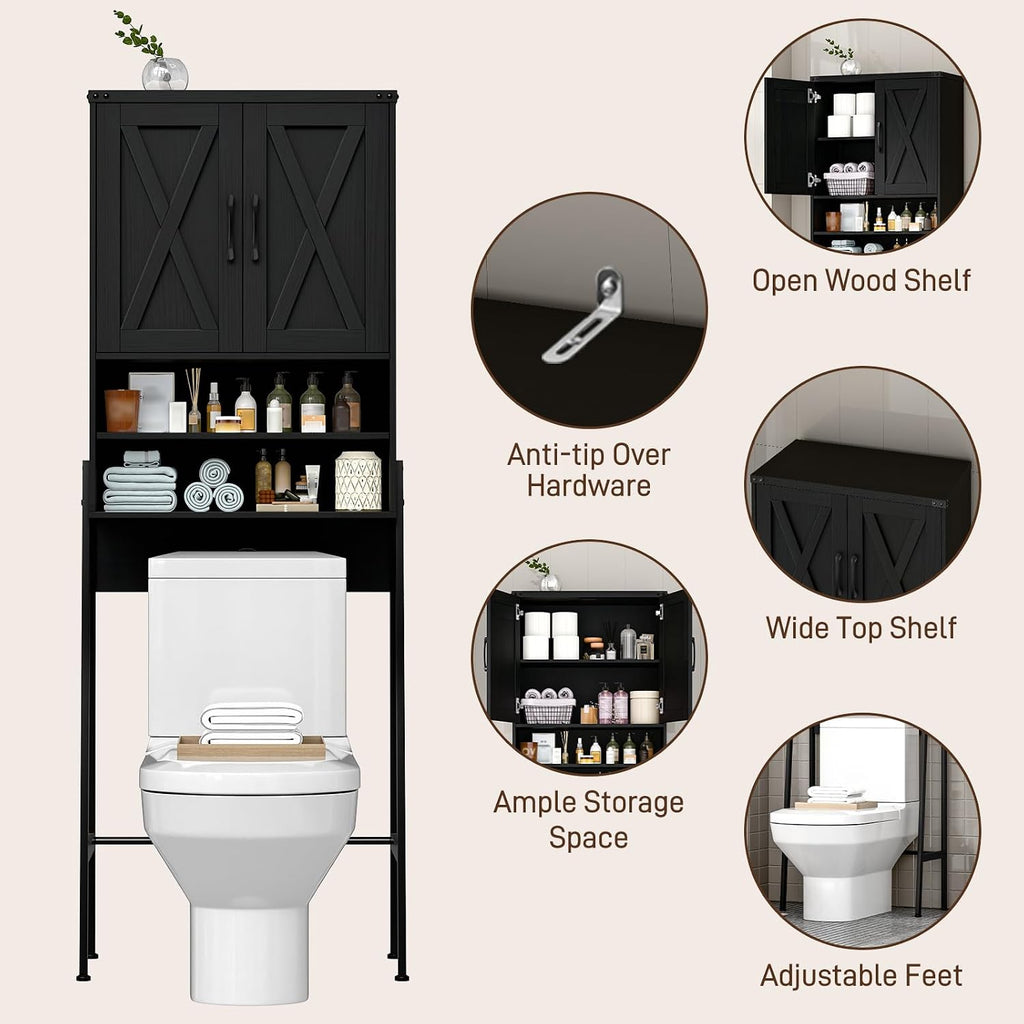 Vabches Metal Frame Over The Toilet Storage Cabinet, Black