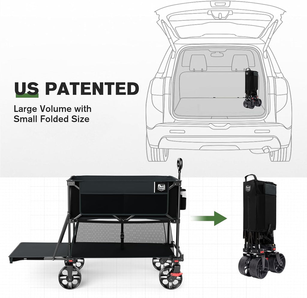 TIMBER RIDGE 400L Folding Double Decker Wagon with Brakes, 54" Extra Long