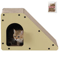 Kento 23.63" Modern Cardboard Cat Cave Scratcher with Catnip, Angled Trapezoid Hideaway House and Scratching Lounge for Indoor Cats, Heart Pattern CSR1008C