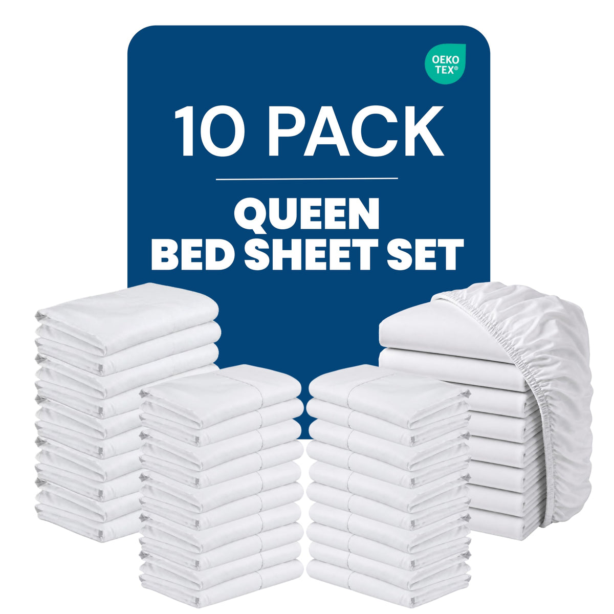 Bulk 8-Pack King Sheet Set, 4pc Set For Hotel, Resort & Motel, White
