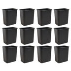 United Solutions 7.7 Gallon Trash Wastebasket, 12 Pack, Black, Under Desk