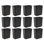 United Solutions 7.7 Gallon Trash Wastebasket, 12 Pack, Black, Under Desk