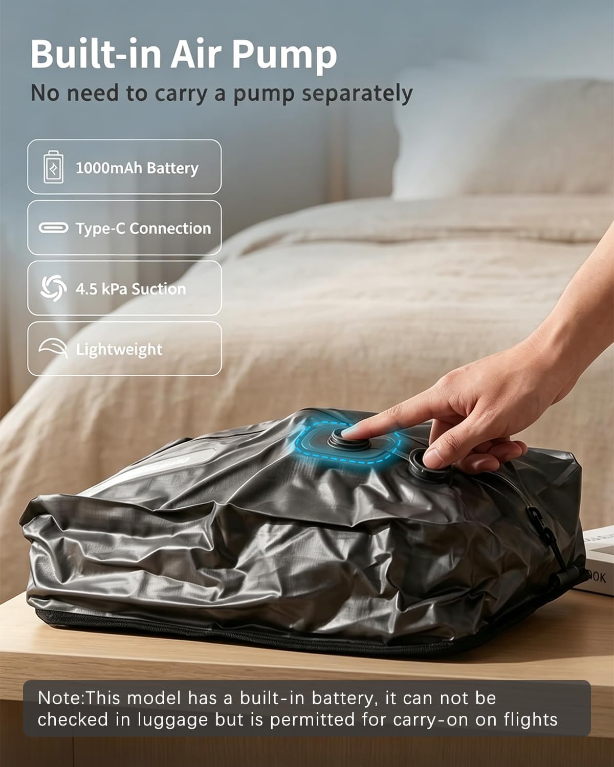2-Pack 25L Carry On Vacuum Bags with Pump, Overpack Bags for Travel