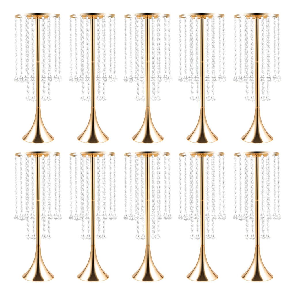 Wedding Centerpieces Gold Vases,10PCS Metal Flower Candle Holder,Wedding Vase for Tables,Crystal Flower Vase Metal Flowers Stand for Party Tables Decorations