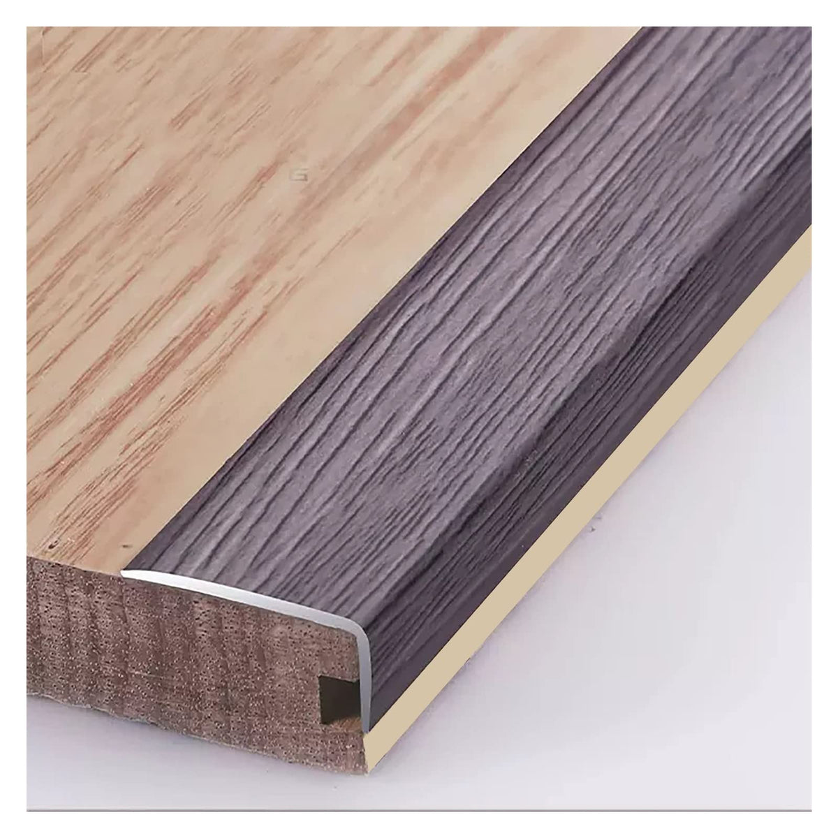 L Molding Metal Stair Steps Corner Trim Window Sill Edge Protectors, Wood Grain Finish Floor Transition Strip for Wooden Flooring/Laminate Floor (#4 60in/152cm)