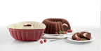 Tescoma - 622212 Delìcia Cake Tins with Heart Shaped Donut Mould, Ceramic, Dishwasher Safe, Red and White