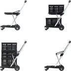 CLAX® The Original | Made in Germany | Multi Use Functional Collapsible Carts | Mobile Folding Trolley | Storage Cart Wagon | Shopping Cart with 2 Storage Crates (Black)
