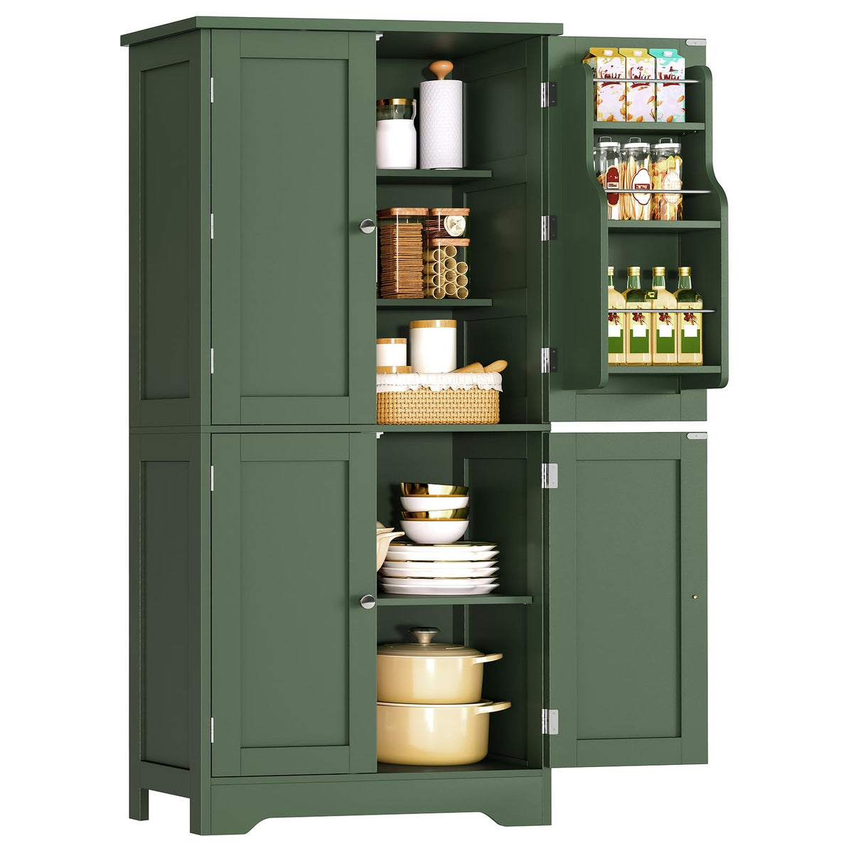 TEENFON Storage Cabinet, Coffee Bar Cabinet with 3 Drawers, 2 Adjustable Shelves & 2 Doors, Buffet Cabinet, Kitchen Cabinet for Kitchen, Dining Room, Living Room, White
