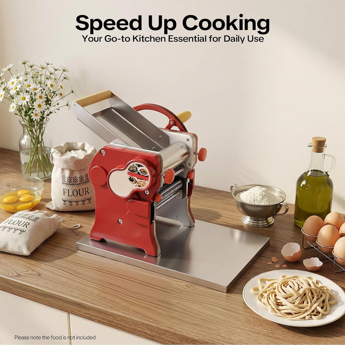 Commercial Manual Dough Roller Sheeter, Noodle Pasta Dumpling Maker Machine W/0.12in Cutterhead,Noodle Thickness 0.5-5mm For Commercial Home Use