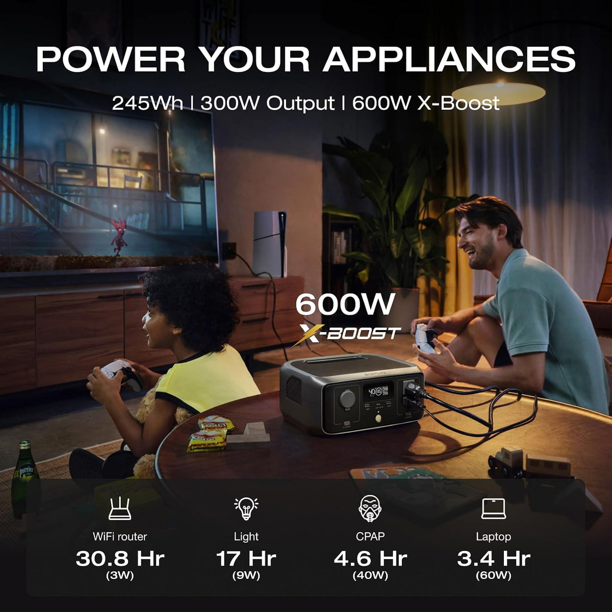 EF ECOFLOW Portable Power Station RIVER 3, 245Wh 550W