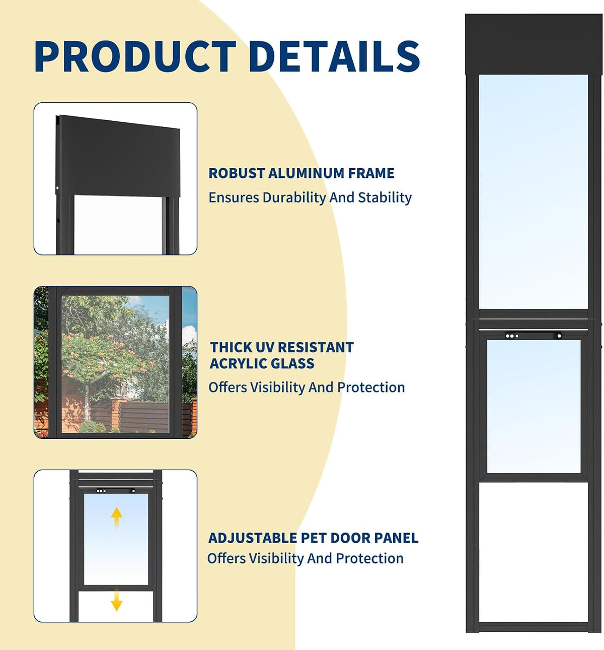 DoCred Dog Door for Sliding Glass Door, 86 5/8" to 92 1/2"