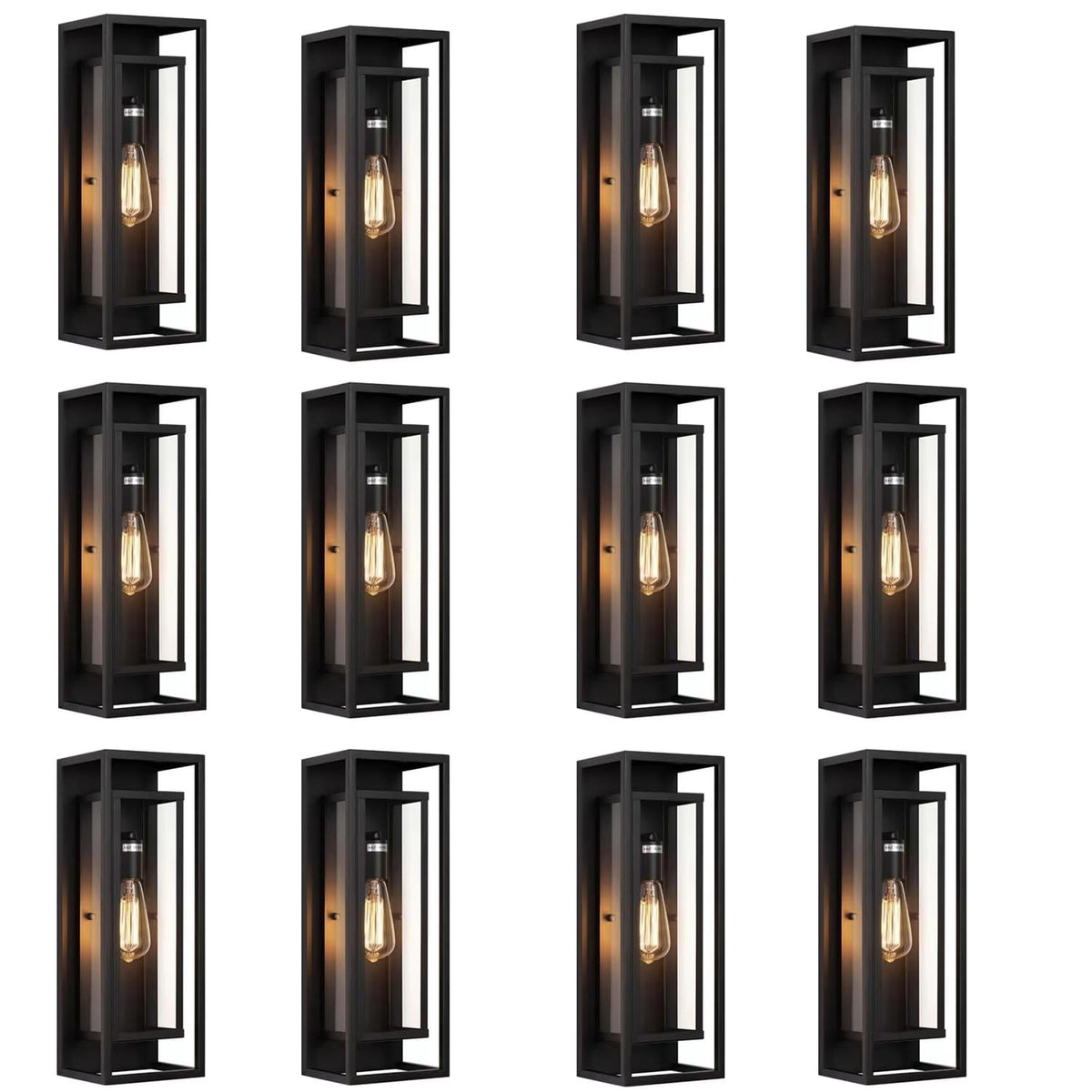 18 Inch 2 Pack Outdoor Wall Lantern Light Fixture，Large Black Exterior Wall Sconce with Clear Glass | Waterproof Anti-Rust Porch Light with E26 Socket for Entryway, Patio, Garage