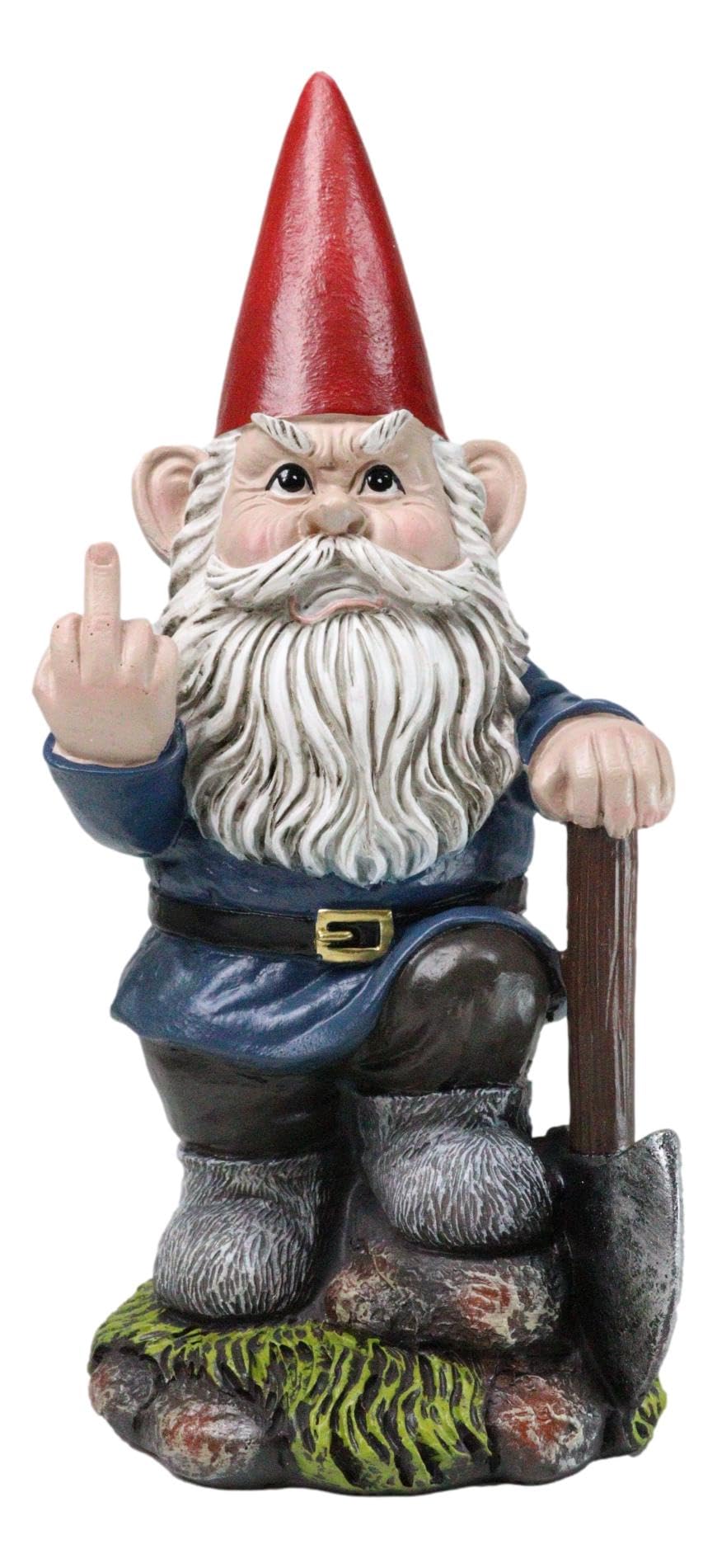 Ebros Garden Greeter Go Away! Unwelcome Gnomes Flipping Double Birds Statue Patio Outdoor Poolside Garden Figurine As Whimsical Decor Magical Fantasy Gnome (Set of 2 Rude Gnomes)