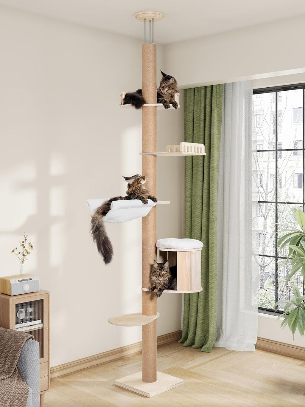 Aechonow 10.2ft Floor to Ceiling Cat Tree for Large Cats, Tall Cat Tower
