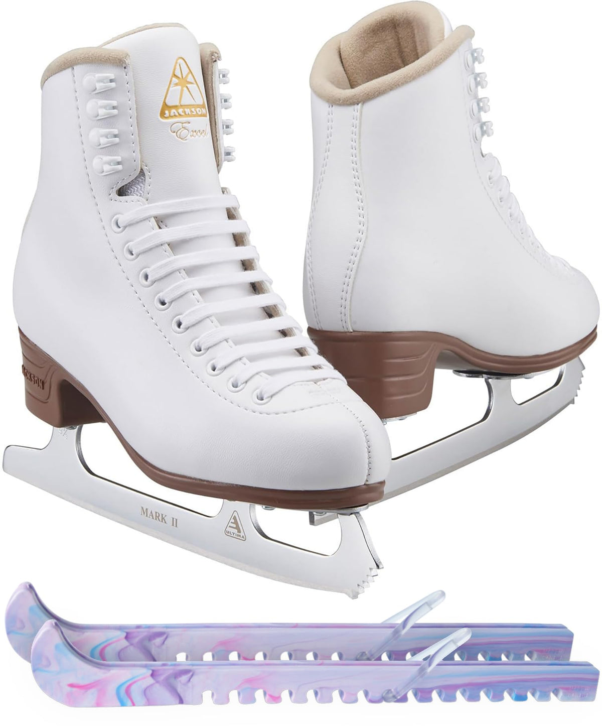 Jackson Ultima Excel for Women and Girls Figure Skate Bundle with Skate Guards