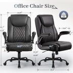 GTPOFFICE Executive Office Chair with Comfortable Lumbar Support, Ergonomic Gaming Chair with Flip-up Armrests & Zoned Pressure-Relief Cushion, Comfy PU Leather Desk Chair, Black