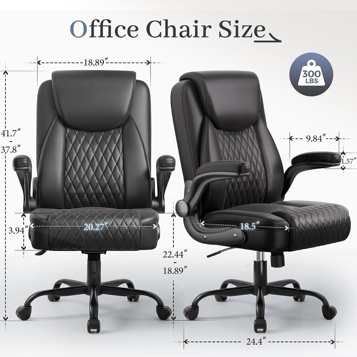 GTPOFFICE Executive Office Chair with Comfortable Lumbar Support, Ergonomic Gaming Chair with Flip-up Armrests & Zoned Pressure-Relief Cushion, Comfy PU Leather Desk Chair, Black