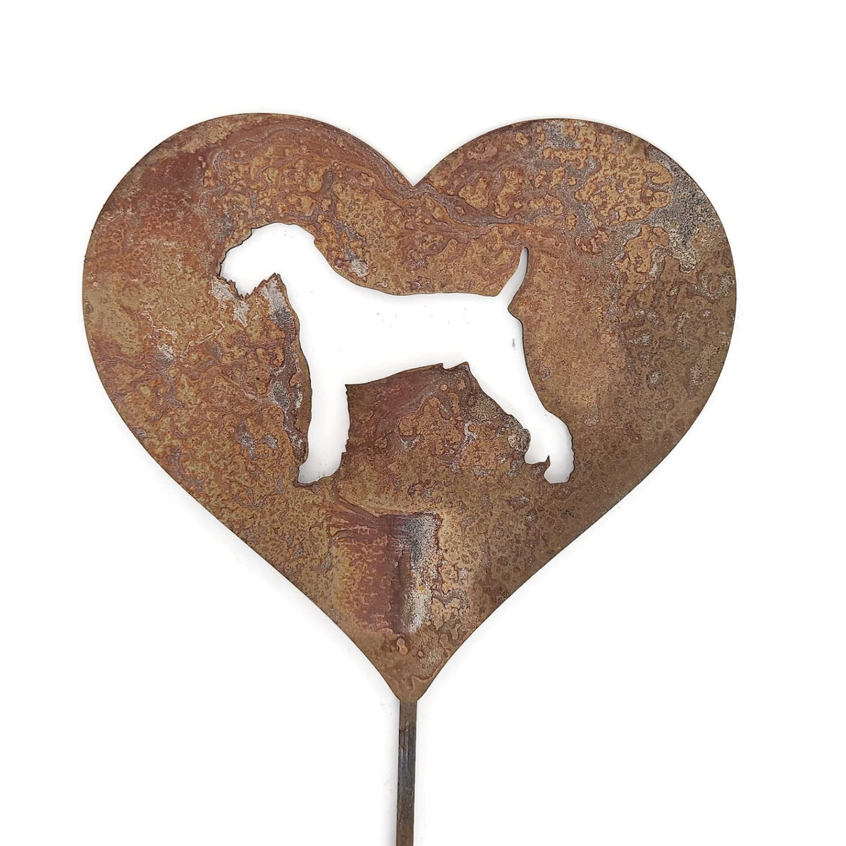 Pet Dog, Cat, Rabbit or Bird Keepsake Memorial Heart Garden Stake 20 to 28 Inches Tall (Large Heart, 28" Tall, Paw Print, Naturally Rusted)