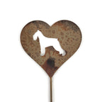 Pet Dog, Cat, Rabbit or Bird Keepsake Memorial Heart Garden Stake 20 to 28 Inches Tall (Large Heart, 28" Tall, Schnauzer, Naturally Rusted)