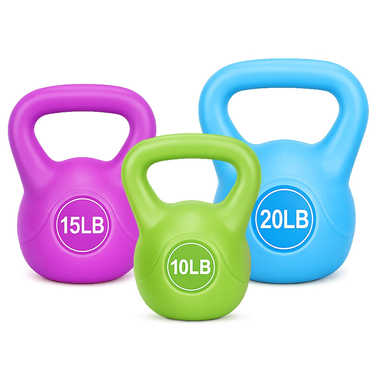 BalanceFrom Vinyl Kettlebell Set, 30/45/50/75 Pound Options – Cement-Filled Strength Training Weights with Ergonomic Grip and Color Coding for Full Body Fitness at Home or Gym