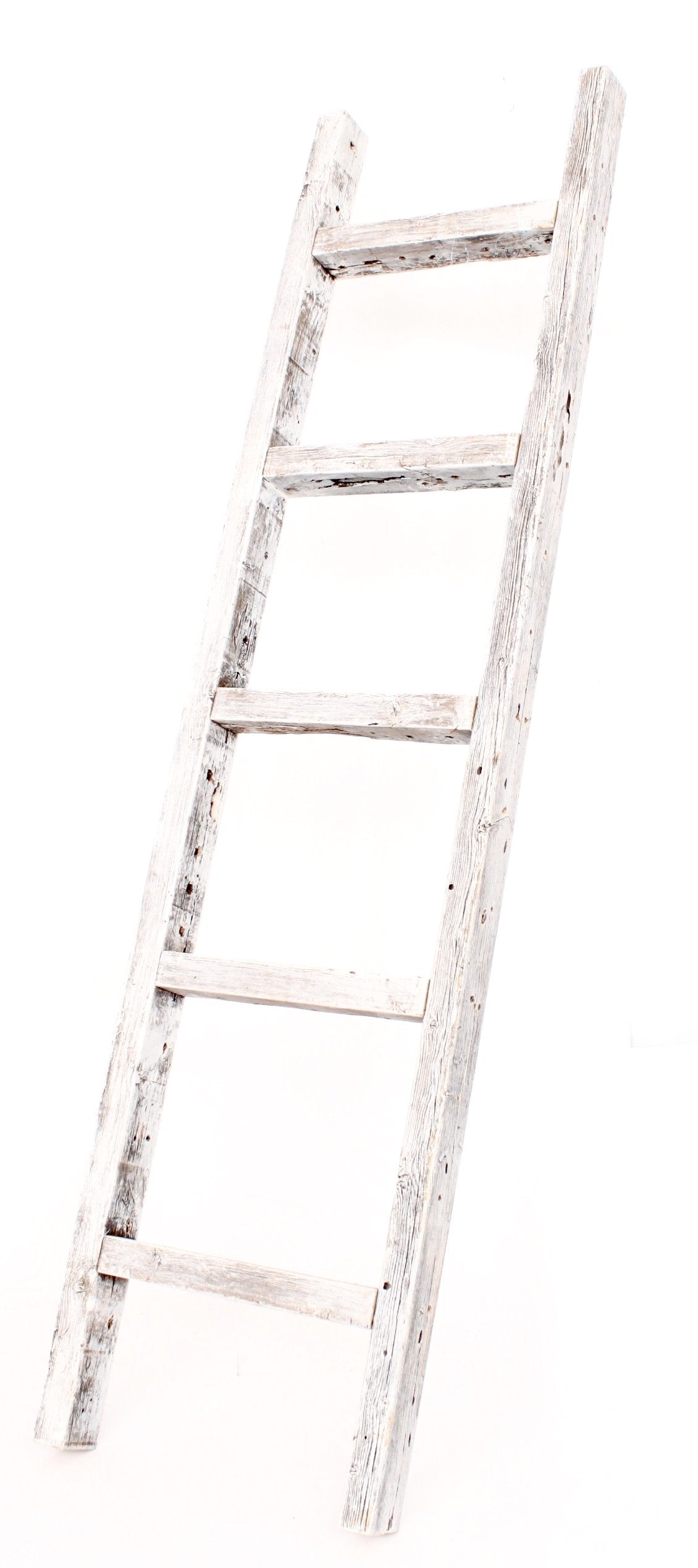 BARNWOODUSA 5 FT Decorative Ladder, Reclaimed Wood Ladder - Smoky Black