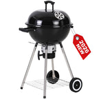 22 inch Kettle Charcoal BBQ Grill with Wheels for Outdoor Cooking