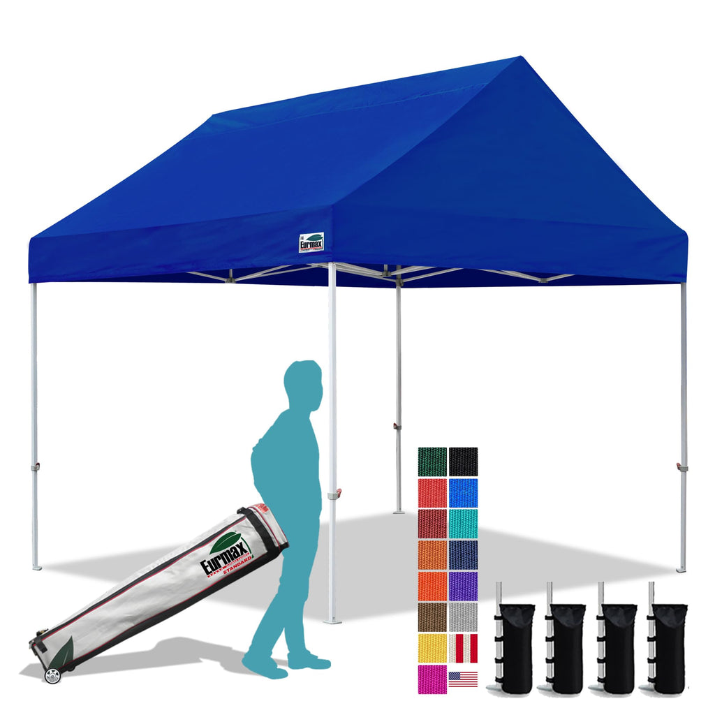Eurmax USA 10x10ft Pop Up Canopy,Commercial Instant Tent for Outdoor Events,Patented No-Tip Rolling Storage Bag with 4 Sandbags,UV & Water Resistant,Heavy Duty Portable Shelter Gazebo,White